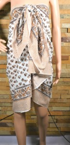 Cotton Hand Block Printed <b>Sarong</b> Beach Wear Wrap Skirt Pareo Indian Handmade Bohemian Summer Clothing - Product Image 5