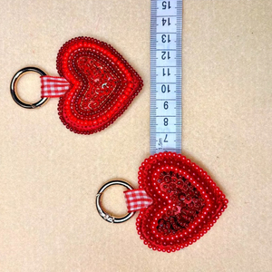 Porte-clés perlé fait main pour femme, breloque de sac brodée perlée haut de gamme - Product Image 1