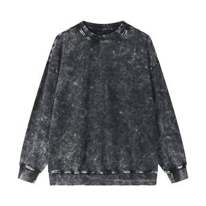 100% Cotton <b>Mens</b> Acid Washed Sweatshirt Crew Neck Top Windproof Breathable Winter <b>Jumper</b> Factory Direct Sale Sweatshirts - Product Image 5