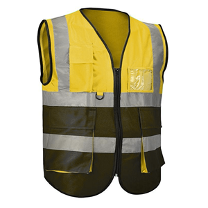 Chaleco de Seguridad Reflectante de Alta Visibilidad Unisex, Ropa de Trabajo de Poliéster Azul con Bolsillos y Cierre de Cremallera - Product Image 4