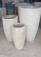 [Jason] Ensemble de 3 pots de fleurs en céramique émaillée turquoise - Pots de fleurs ronds modernes en porcelaine pour la décoration intérieure et extérieure