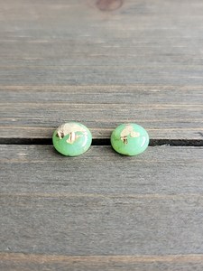 Handmade Green <b>Resin</b> Stud Earrings With Gold Leaf Round Shape Jewelry <b>Resin</b> <b>Crafted</b> gift for her <b>Resin</b> Round Beads - Product Image 5