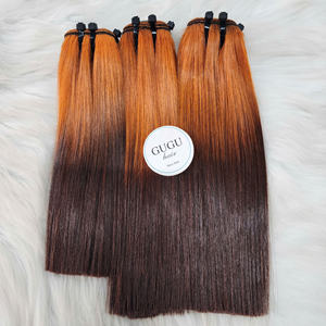Cabello Virgen Gugu Liso Natural con Ondas de 6 a 40 Pulgadas, Ombre Marrón Oscuro, Color Personalizado, Doble Trama a Máquina, Cabello Crudo Vietnamita - Product Image 1
