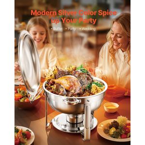 Set Chafing Dish in Acciaio Inossidabile da 5 Qt, 4 Pezzi, con 4 Pentole e Controllo Manuale della Temperatura per Buffet e Catering - Product Image 2