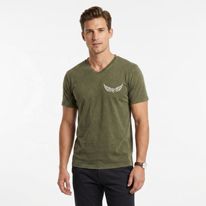 Men's <b>Green</b> O-Neck <b>T</b>-<b>Shirt</b> Short Sleeve 100% Cotton Woven Quick Dry Breathable Eco-Friendly Casual Regular Fit - Product Image 4