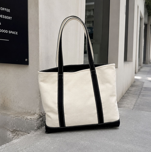 Large Capacity <b>Canvas</b> Tote Bag Women Shoulder Handbag Casual <b>Shopper</b> Bag Contrast Color - Product Image 2