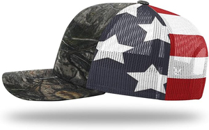 <b>Camo</b> Mesh Trucker Hat With American Flag Design Adjustable Snapback <b>Cap</b> Unisex Outdoor Casual 6-Panel Style Wholesale Prices - Product Image 3