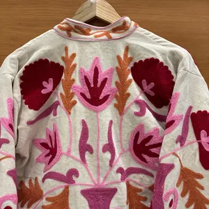 Premium Suzani Embroidered Cotton Velvet Bohemian <b>Hippie</b> Indian Women Winter <b>Jacket</b> Unisex Breathable Outerwear - Product Image 2