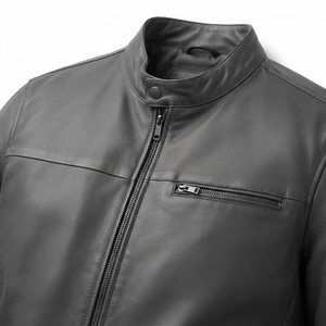 Chaqueta de cuero para hombre, estilo universitario, cálida para invierno, acolchada, con cremallera, patchwork, cortavientos, informal, tipo camisa, teñido liso, venta al por mayor, OEM - Product Image 6