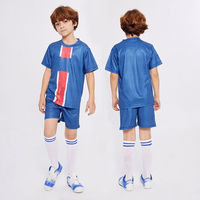 Seragam Sepak Bola Anak Laki-laki Perempuan, Dapat Disesuaikan, Musim Panas, Bahan Bernapas 100% Poliester, Tanpa Lengan, Motif Bendera, SD/SMP