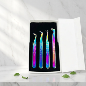 Kit de pinces à cils multi-plasma à pointe fine et angulaire pour extensions de cils classiques, volume et applications professionnelles en salon - Product Image 2