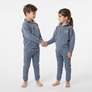 Conjunto Deportivo Unisex de Moda Urbana para Niños, Venta al Por Mayor, Color Sólido Personalizado, Felpa de Algodón Lavado con Ácido, para Niño y Niña - Product Image 3