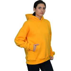 Sudaderas con Capucha y Sudaderas de Felpa de Algodón Teñido Liso de Primera Calidad, Color Amarillo Brillante, Estilo Urbano - Product Image 6