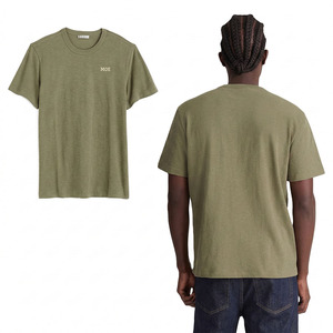 Camiseta de Algodón Grueso para Hombre con Logotipo Personalizado, Cuello Redondo, Estilo Casual Urbano, Transpirable, Manga Corta, Marca Privada OEM - Product Image 1