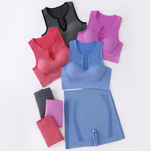 Womens Yoga Set 2 Piece Seamless High Waist Solid Color Training Wear - Product Image 4