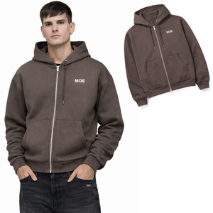 Sweat-shirts à capuche zippés en molleton épais, coupe oversize streetwear, coupe carrée, coton premium, logo personnalisé, fournisseur en gros pour hommes - Product Image 1