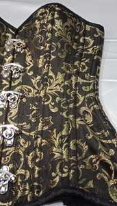 Corset amincissant noir et or à motif floral respirant pour femme, avec fermeture à agrafes, maintien ferme, surpoitrant, à double baleine en acier, pour usage quotidien - Product Image 3