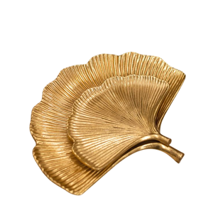 Juego de Bandejas Decorativas de Metal con Hojas de Ginkgo Doradas, Plato de Almacenamiento de Frutas y Aperitivos de Aluminio Fundido de Lujo, Decoración de Mesa - Product Image 1