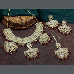 Gold Plated Kundan Stone <b>Pearl</b> and Beads Necklace <b>Set</b> 10581250MR Exquisite Fine <b>Jewelry</b> <b>Set</b> - Product Image 1
