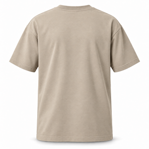 เสื้อยืดคอตตอนหวี 270gsm สีเบจอมเทา ทรงหลวม แขนสั้น คอกลม เรียบง่าย สไตล์มินิมอล - Product Image 5