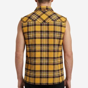 Men's Summer 100% Cotton Sleeveless Flannel Shirts ODM Custom Print Logos Knitted Eco-Friendly Quick Dry Casual Oversized Shirt - Product Image 2