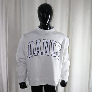 Sweat-shirt à col montant gris cendré DANCE, 100% coton, avec broderie appliquée blanche, col large, URBAN PRODUCTIONS - Product Image 4