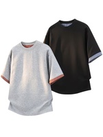 2026 New Trendy Solid Casual Cotton Loose Fit Plus Size Breathable Moisture-Wicking Enzyme Wash Short Sleeve Unisex High Quality
