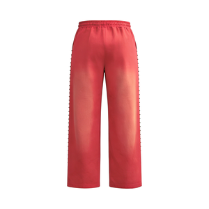 Ensemble de survêtements streetwear unisexe : pantalon de jogging et sweat à capuche zippé effet délavé à l'acide, personnalisé en coton avec strass, pour homme - Product Image 3