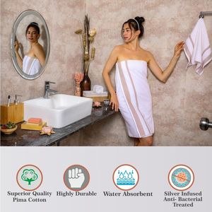 Serviette de bain en coton blanc ultra doux, tissu éponge de luxe, séchage rapide, très absorbante, écologique - Product Image 4