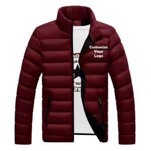 Veste matelassée slim pour homme, couleur unie, col montant, fermeture éclair, coupe-vent, hiver, décontractée, 100% polyester - Product Image 1