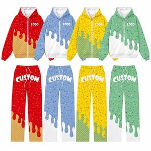 Autumn Joggers Sets Wholesale Men's <b>Polyester</b> <b>Hoodie</b> Jacket Zipper Design Pattern Custom Sublimation Tracksuits - Product Image 1