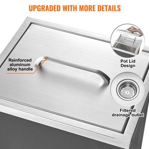Copertura per Contenitore Ghiaccio Commerciale in Acciaio Inossidabile 14"L x 12"W x 18"H, 40qt, per Cucina Esterna e Occasioni Speciali - Product Image 5