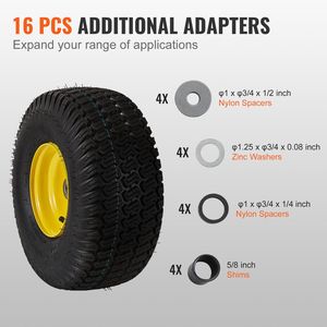 2-Pack S-Turf pneumatici per tosaerba 15x6 cerchioni Tubeless ruote trattore 3 \ "Offset mozzo 3/4 \" boccola 16 pz adattatori falciatrice - Product Image 6