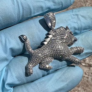 Pendentif Lion Rasta Hip-hop en Argent Sterling 925 Massif Plaqué Or avec Moissanite Sertie pour Homme – Idéal pour les Fêtes et Événements Spéciaux - Product Image 3