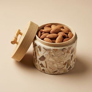 <b>Bamboo</b> Storage <b>Container</b> with Mother of Pearl Inlay Handmade Decorative Jar with Lid for Dry Food Tea Coffee Storage - Product Image 2