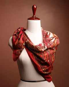 Bufanda estampada a mano hecha a mano, bufanda cuadrada, bufandas de sensación de seda, hiyab impreso para mujer, 90x90 cm de la India - Product Image 6