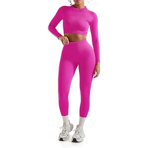Conjuntos Deportivos de 2 Piezas para Mujer, Leggings Sin Costuras con Efecto Levanta Glúteos, Top Corto de Yoga de Manga Larga, Ropa Deportiva para Gimnasio - Product Image 3