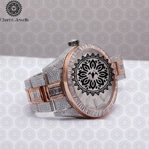 Montre pour homme Charm Jewells en acier inoxydable, boîtier de 40 mm, accents de diamants, analogique, luxe, mode, mouvement mécanique, date automatique, fonction push - Product Image 5