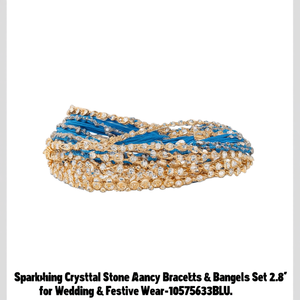 Sparkling Crystal Stone Fancy Bracelets & <b>Bangles</b> <b>Set</b> 2.8\" for Wedding & Festive Wear-10575633BLU - Product Image 2