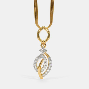 Yellow Gold Double Oval Swirl Lab Grown Diamond Pendant Necklace - Product Image 1