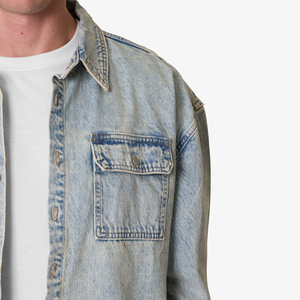 Ventes en gros ARTIZ INTERNATIONAL Vestes en jean pour hommes, couleur unie, délavées à l'acide, boutonnées, écologiques, lavables, style vintage formel, 100% - Product Image 6