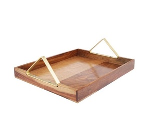 Wooden Serving Tray Rectangle Decorative Tray with Handles Rustic Modern Tea Coffee Table Decor for <b>Home</b> Hotel Restaurant - Product Image 2