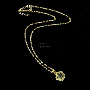 Colgante de Cuarzo Limón Natural con Forma de Flor, Collar de Piedras Preciosas Talladas, Colgante de Cuarzo Limón Natural Hecho a Mano para Fabricación de Joyas - Product Image 2