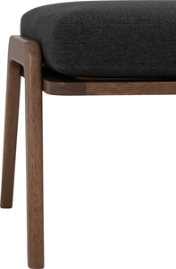 Modern Walnut <b>Stools</b> Ottomans with Dark Gray Upholstery and Solid Wood Tapered Legs for Lounge and Bedroom - Product Image 2