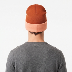 Unisex Thick Two Tone Winter Beanie Custom Knitted Double Layer Warm Soft Hat Color <b>Block</b> Outdoor Wear - Product Image 6