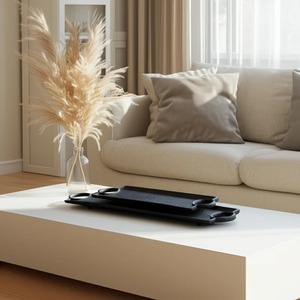 Minimalist <b>Rectangle</b> Wood Decorative Trays with Handle 2pcs for <b>Coffee</b> <b>Table</b> for Home decor - Product Image 1