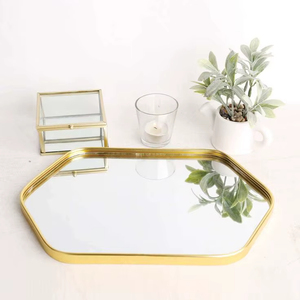 Durable Decorative Metal And <b>Mirror</b> Tray For Serving Drinks And Food For Kitchen Dining Table And Party Use - Product Image 1
