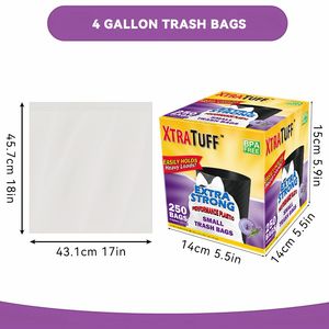 Sacs poubelles jetables de 4 gallons, 250 sacs résistants aux perforations et aux déchirures, capacité de 33 gallons, nettoyage multi-usages pour la maison - Product Image 3