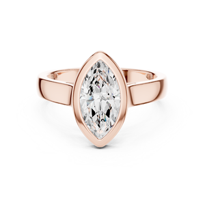 2CT 18K Rose Gold Marquise Cut Lab Grown Diamond Bezel Modern Engagement Ring Custom Fine Jewelry Wedding Ring IGI Certified - Product Image 1