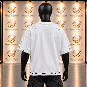 Wholesale Custom <b>Vintage</b> Distressed <b>Graphic</b> T Shirt Men Oversized T-Shirts Heavyweight Cotton Ripped Boxy Fit Streetwear <b>Tee</b> - Product Image 3